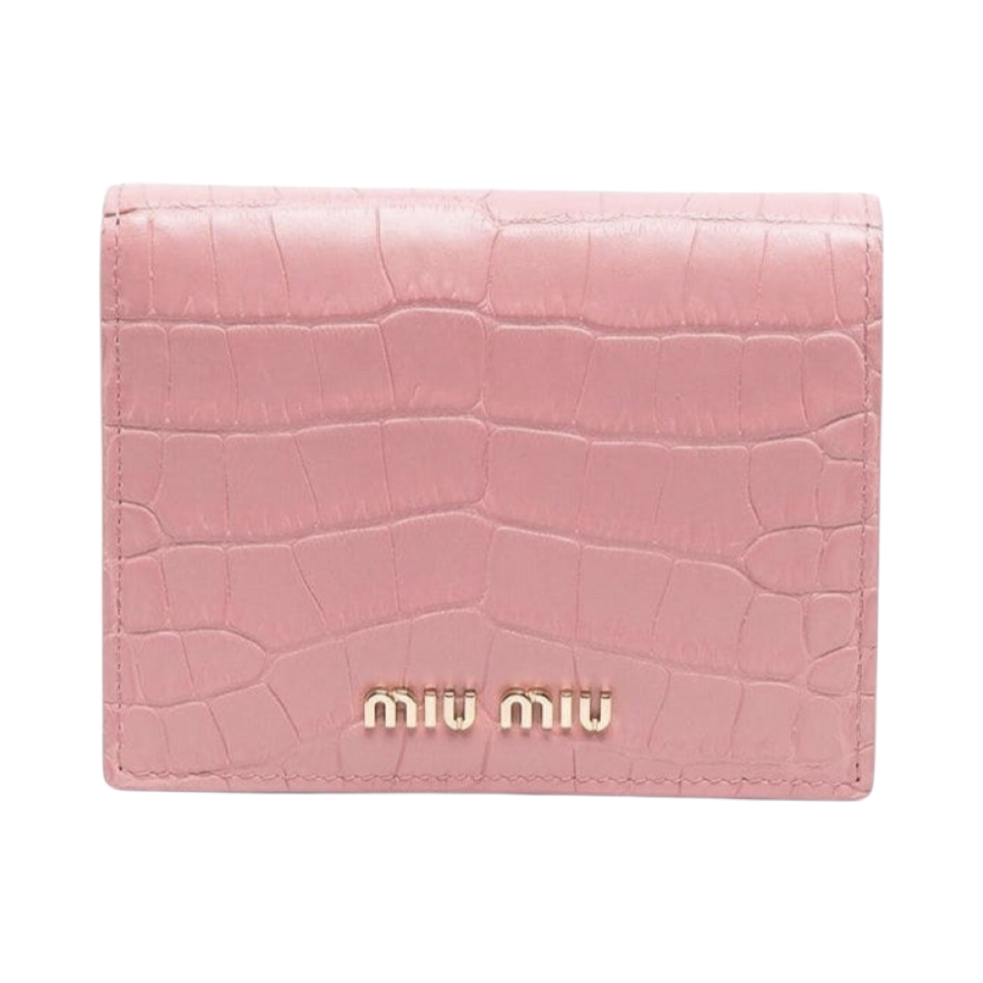 Miu Miu Pink Logo Leather Wallet