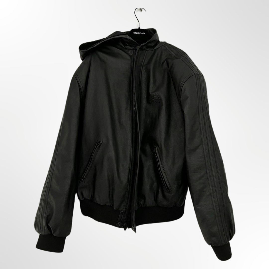Balenciaga Adidas's Hooded Leather SS23 Blouson Jacket