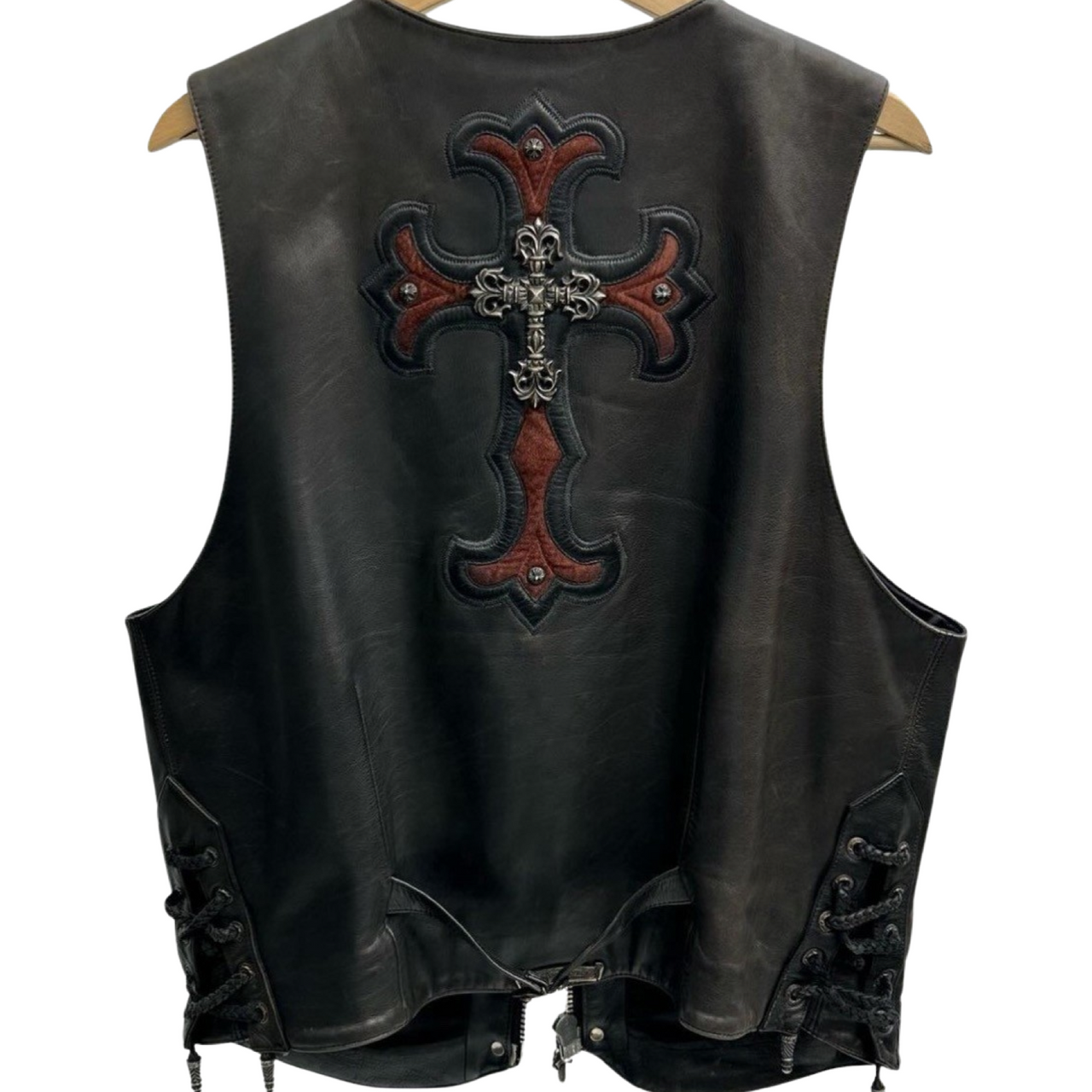 Chrome Hearts Leather Filigree Cross Leather Vest