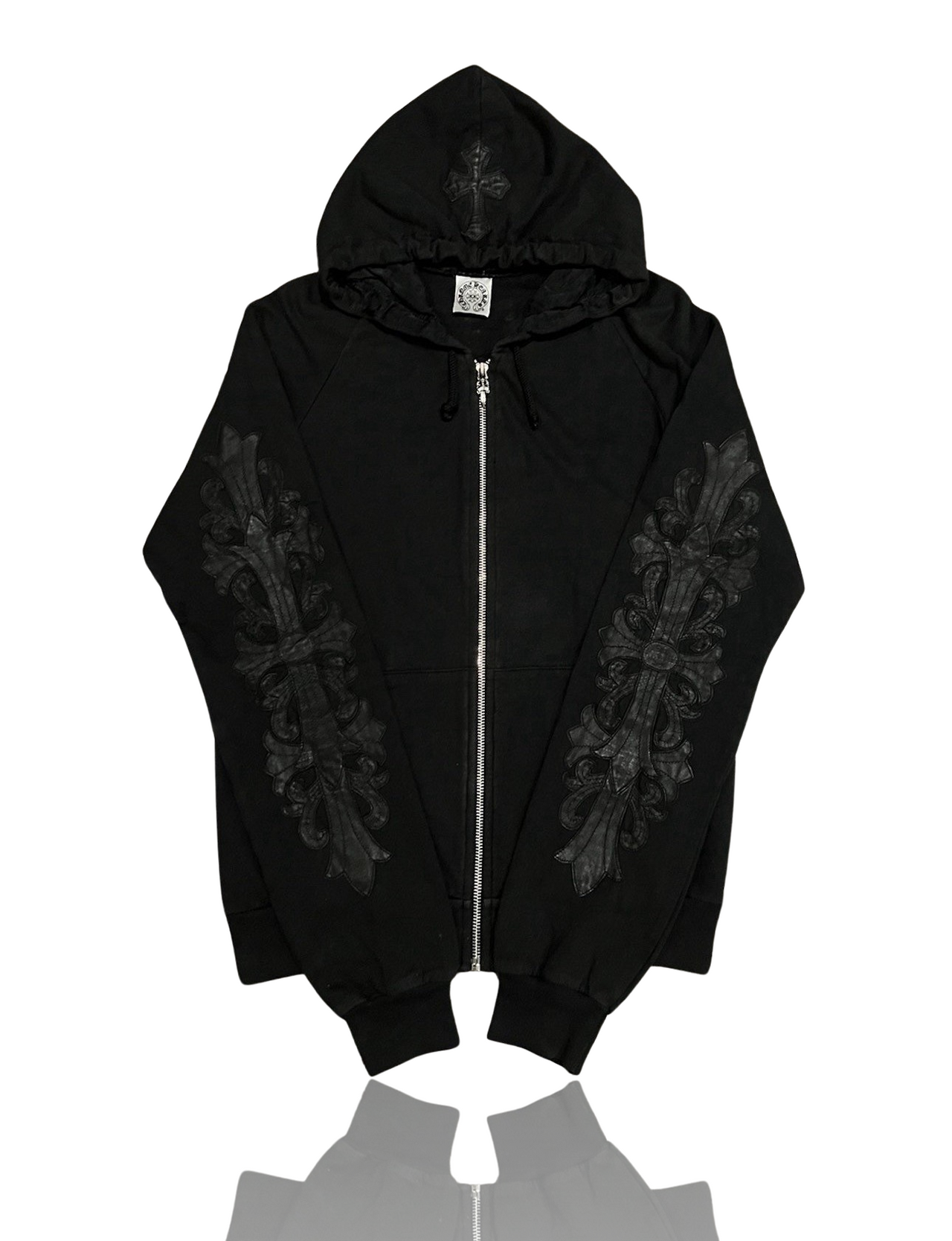 Chrome Hearts Leather Floral Patch Zip Up